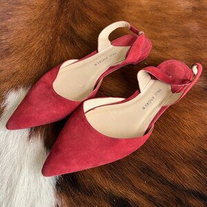 Paul Andrew Rhea 15 Red Suede Slingback Flats – Luxury, Pointed Toe, Sz 8